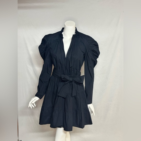 Ulla Johnson Size 8 Puffy Sleeve Tie Elegant Black Women's Dress - Picture 7 of 14